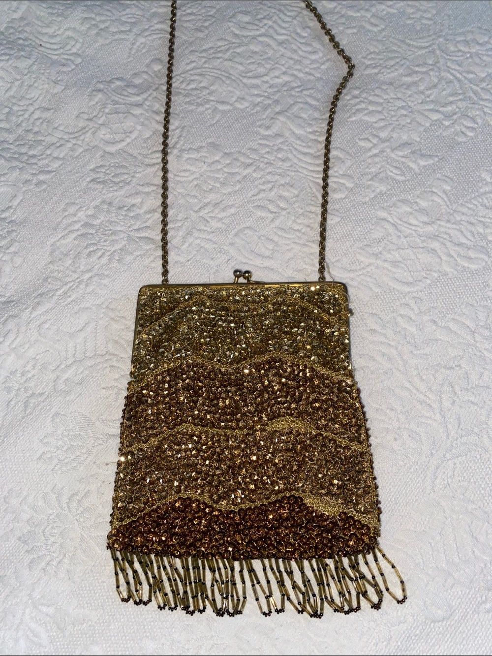 Vintage Rosenfeld Gold Beaded Evening Bag purse